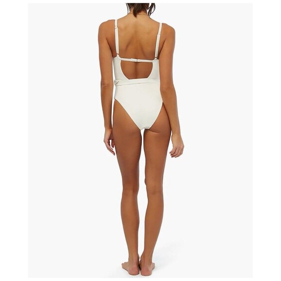 ONIA x WEWOREWHAT WHITE DANIELLE BELTED ONE PIECE SWIMSUIT SZ XS NWT - Picture 2 of 15
